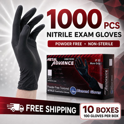 1000 Pcs Black Medical Nitrile Examination Glove 5 Mil Heavy Duty Mechanic