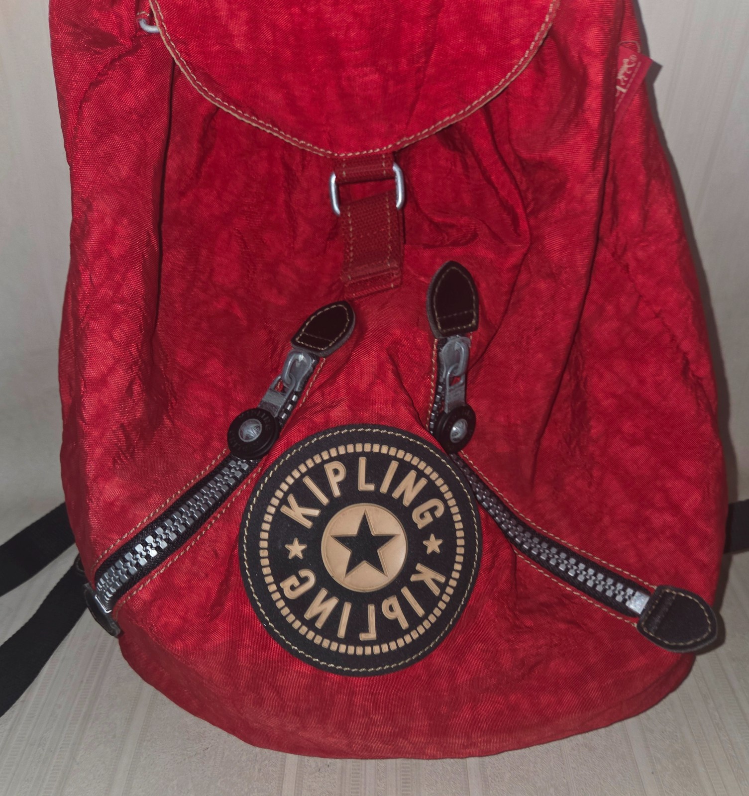 KIPLING Red Backpack with Drawstring NO MONKEY - image 2