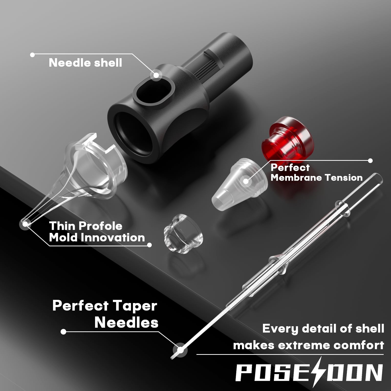 POSEIDON 20PCS Tattoo Cartridge Needles #10(15RM) Standard Round 1015RM - second product detail image
