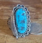 Old Navajo Sterling Silver & Turquoise Ring Size 6.5 Ca 1970s 5g