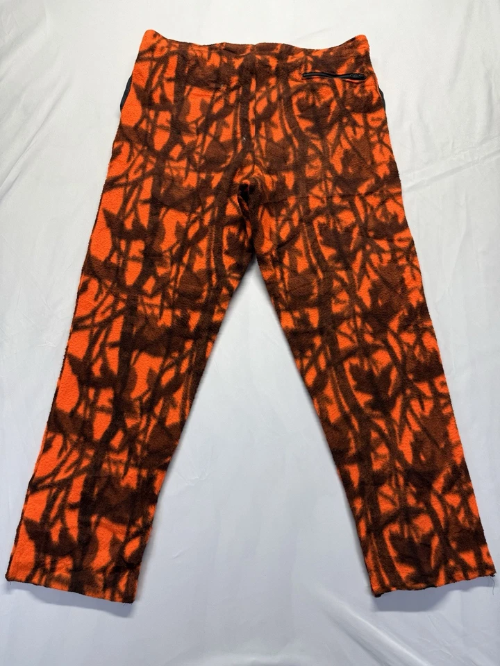Cabela's Hecho en EE. UU. Pantalones de Vellón Hombres L Naranja Brillante Camuflaje Caza Exterior Unión Foto 2 de 4