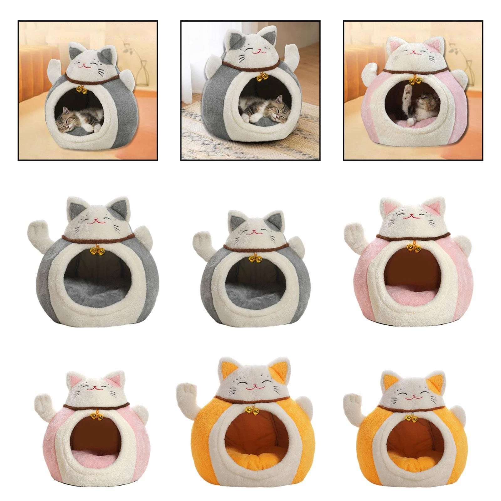 Lucky Cat Pet House Soft Multifunctional Convenient PP Cottons Gifts Pet Bed