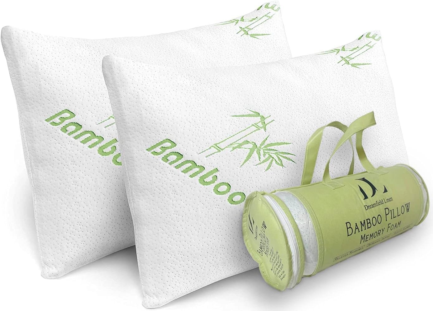 Memory Foam Rayon Bamboo Pillows Queen Size Set of 2 for Sleeping [Adjustable...