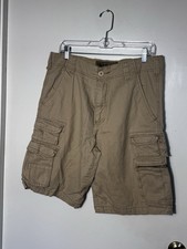 Iron Co. Men's Flex Waist Stretch Cargo Shorts Size 34 Wheat Tan Multi-Pocket