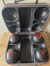 Set of 4 Henselite Championship Lawn Bowls Size 4 7/8 Super-Grip with Carry Case