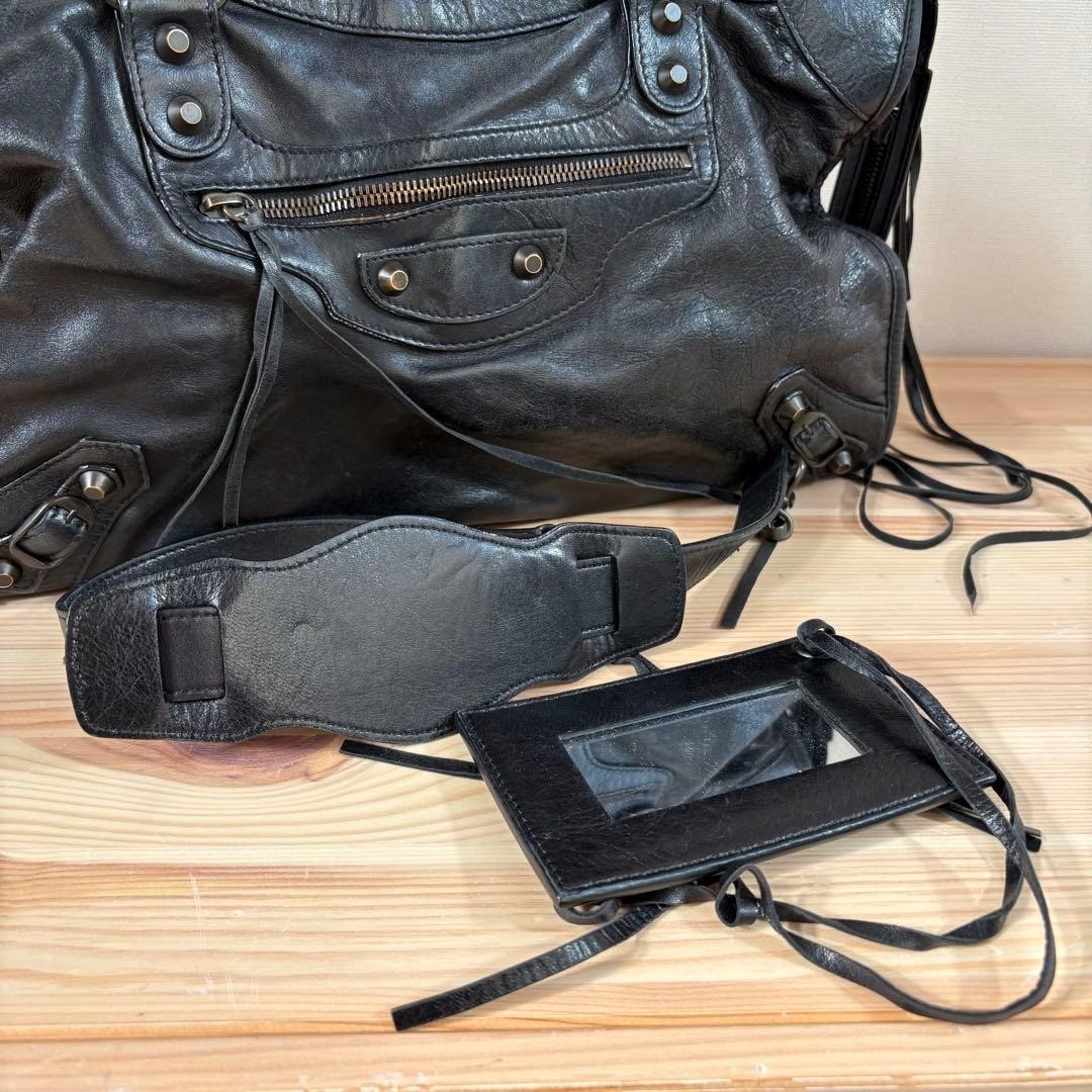 Balenciaga The City Bag 115748 Black Leather 2Way Shoulder Y2K thumbnail 6