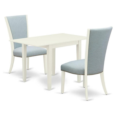 East West Furniture Norden 3-piece Wood Table and Dining Chairs in White
