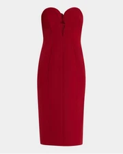 Liv Foster Strapless Plunging Stretch Crepe Midi Dress Bodycon Wine Red Sz 6 NEW