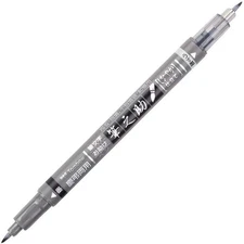 82040 Fudenosuke Brush Pen, Twin Tip, Black/Gray Fudenosuke Brush Pen for Callig