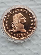 1 oz  .999 Copper Round 1795 Flowing Hair Dollar **In Capsule**