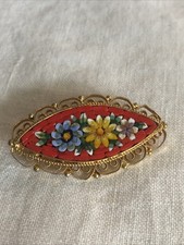 VECCHIA SPILLA VINTAGE MICROMOSAICO ITALIANO