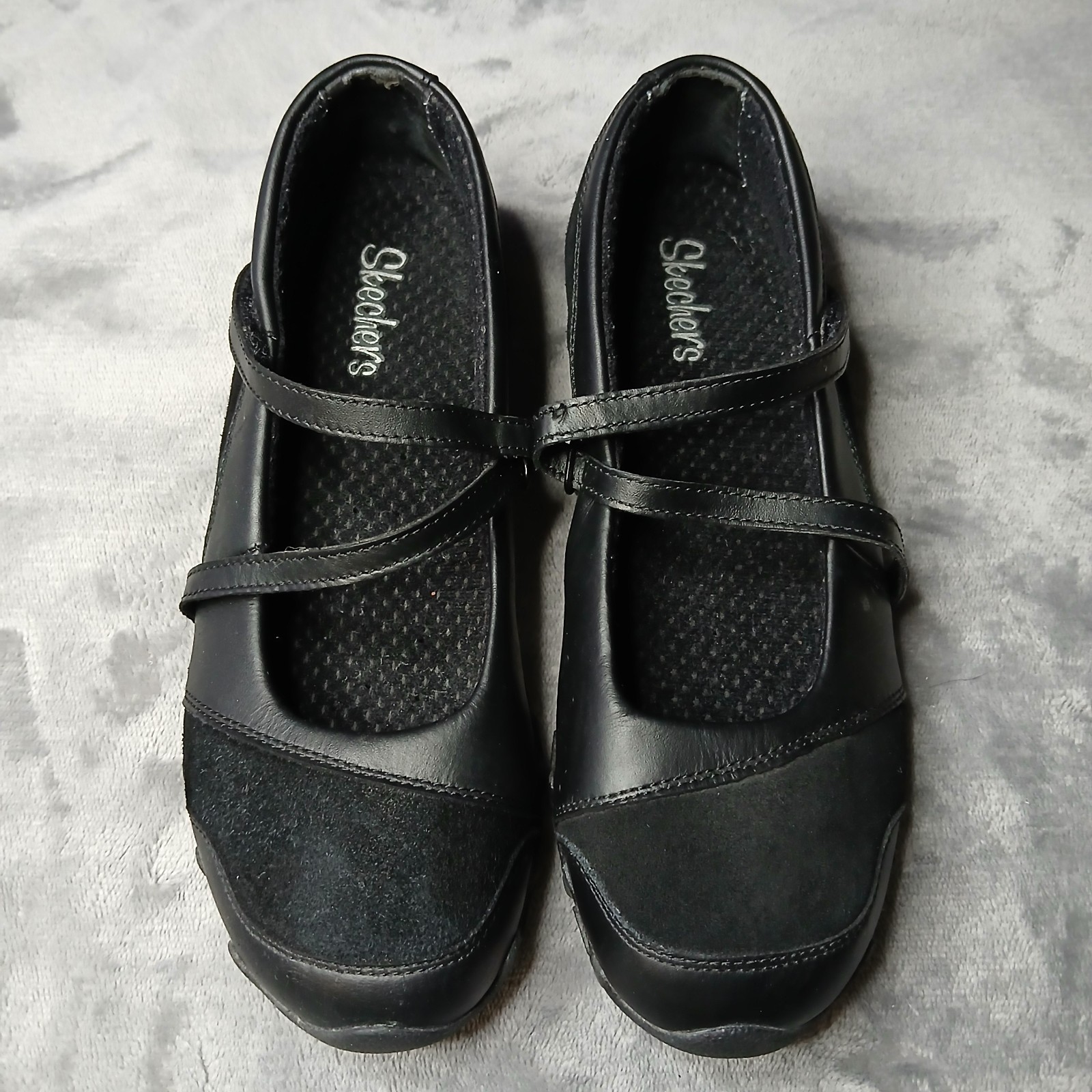 Skechers Womens Black Biker Mary Jane Slip On Shoes Size 8 S