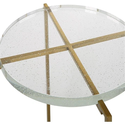 Uttermost Star-Crossed Stainless Steel Base w/Glass Top Accent Table Gold/Clear - Picture 5 of 8