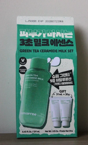 Innisfree Green Tea Ceramide Milk Essence 160mL+Green Tea Cream+Cleansing Foam