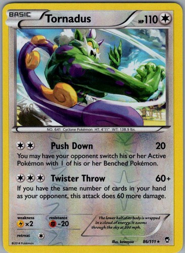 Tornadus 86/111 Rare Furious Fists Pokemon Reverse Holo Lightly Played