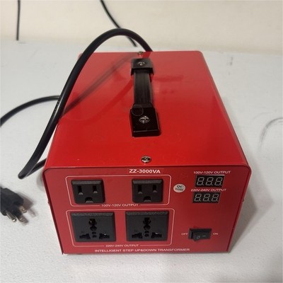ZZ-3000VA Step Up & Down Transformer Heavy Duty Voltage Converter Red 4 Outlets