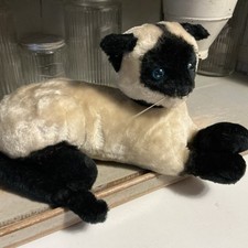 Vintage R Dakin  Co San Francisco Realistic Siamese 14  Cat Plush Blue Eyes