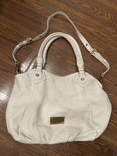 Marc by Marc Jacobs Classic Q Fran Large White Birch Leather Shoulder Bag Purse