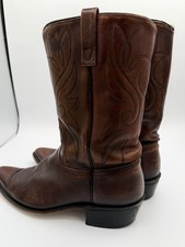 Vintage USA Made Brown Leather Western Cowboy Boots Mens 9.5 E Pointed Toe