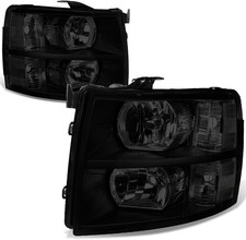Headlights for Chevy Silverado 1500 2007-13 1 Pair of Black Smoke Lens Headlamp