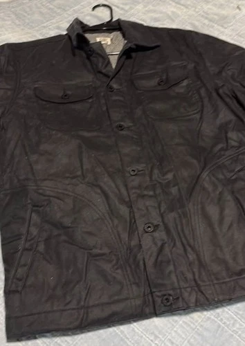 Flint And Tinder Waxed Rancher Jacket Black Button Up Flannel Lined Men Large image 7