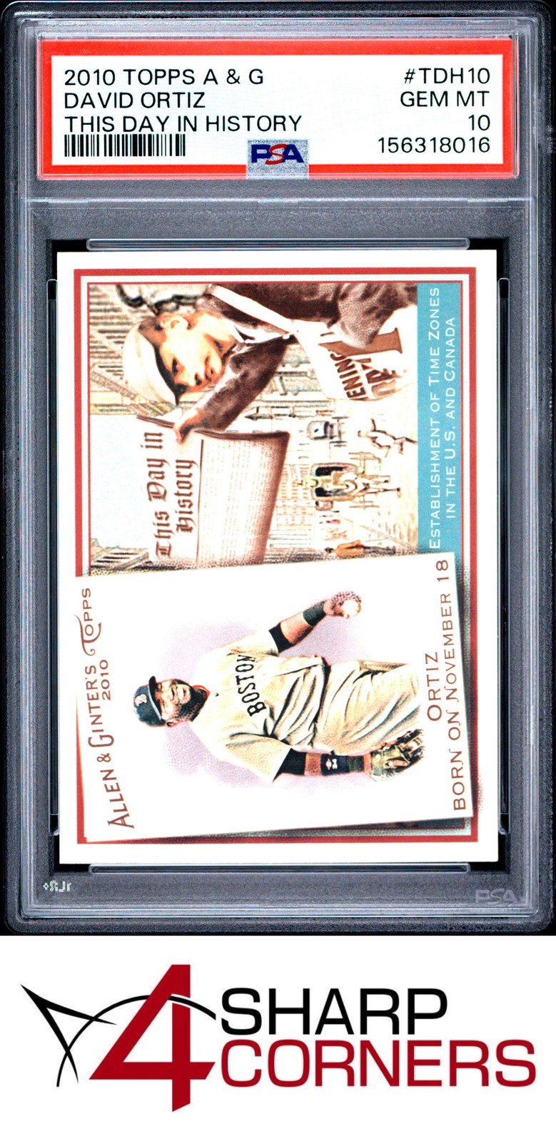 2010 ALLEN & GINTER THIS DAY IN HISTORY #TDH10 DAVID ORTIZ PSA 10