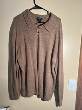 Men  s Dockers Light Brown Collared Ribbed Knit Sweater Size 2XL