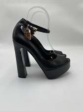 Tom Ford Padlock peep toe platform pumps in b...