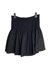 New Look Black Shirred Waist Mini Skirt Size UK 14 Flowy Cotton Summer