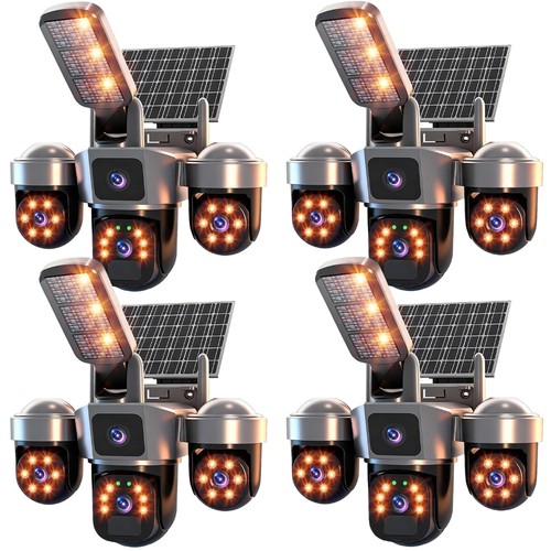 4PCS Camara De Seguridad Solar Inalambricas Para Exterior Con Vision Nocturna HD