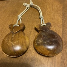 Wooden Castanets Hand Carved Vintage Musical Instrument Percussion Latin Rhythm