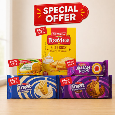 Britannia Pack of 3 Assorted Biscuits & Rusk Combo | Special Offer Pack