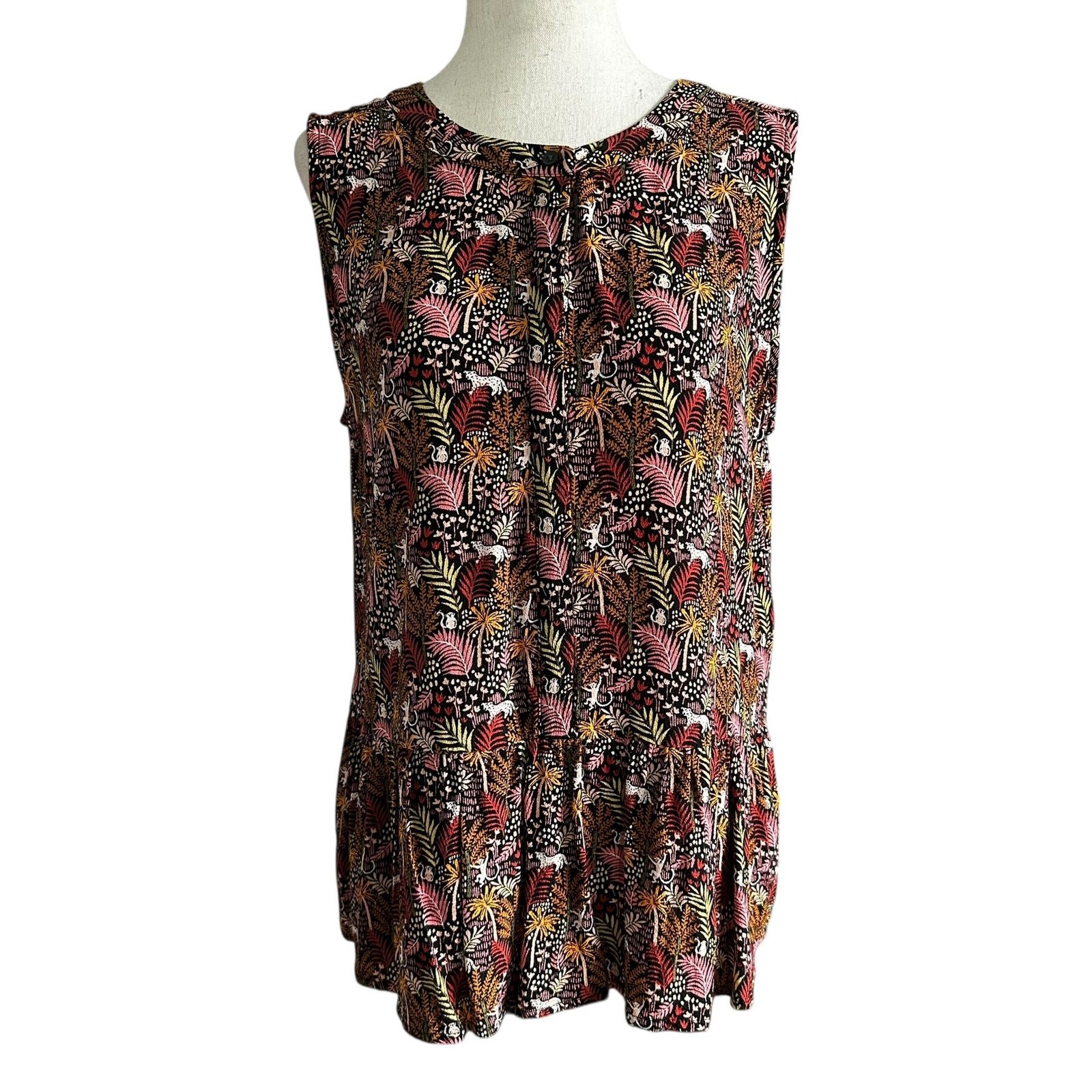 Loft Multicolor Printed Basic Blouse Women Top Si… - image 1