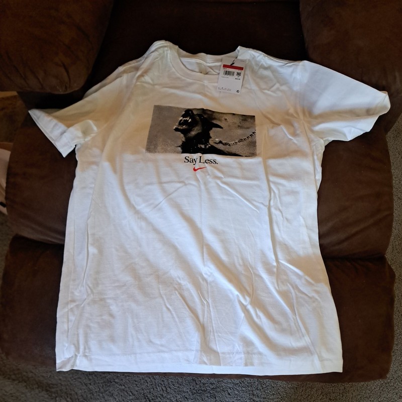 Nike Sportswear Say Less Graphic T-Shirt - White IQ8127-121 NWT ret $40 sz L