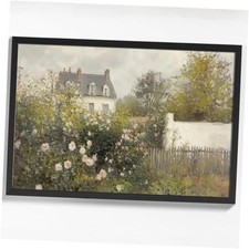 Framed Vintage Wall Art Cottage Garden Pictures For Aesthetic 12"L x 8"W Rose