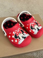 Crocs Kids Disney Minnie Mouse Clogs Size 8/9 Red white Polkadot Fleece