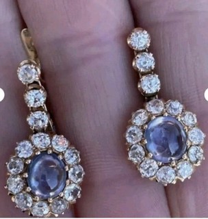 Antique Diamond. Sapphire Diamond. Ceylon Sapphire Diamond Cluster Diamond Daisy