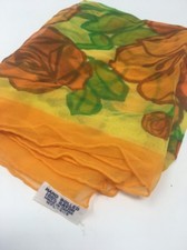Vintage 1960's 100 Rayon Orange Roses Hand Rolled Scarf JAPAN