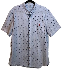 US Polo ASSN Pocket Pony Short Sleeve Blue Shirt Men's XL Palm Trees Coastal