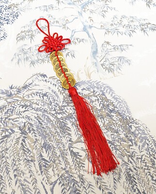 Lucky Chinese Feng Shui Coin Red Silk Protection Door Hanger