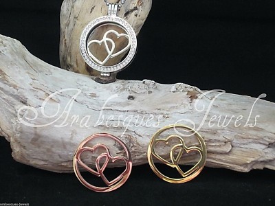 SMALL COIN/MONEDA DOUBLE HEARTS FOR GENUINE MI MILANO NECKLACE/CARRIER/LOCKET