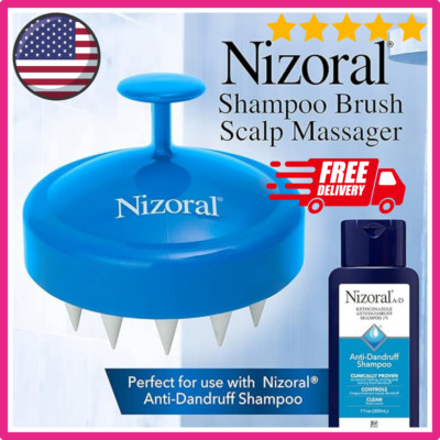 Nizoral Hair Shampoo Brush with Soft Silicone Scalp Massager Brush Head, for All