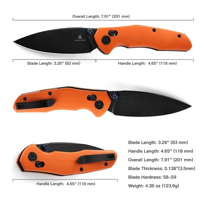 BTKMK02H Bestech Ronan Orange 14C28N Black Blade G10 Handles IKBS Crossbar Lock