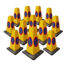 Pack of 12 - No Waiting / No Parking U.K Yellow Traffic Bollards ( 500mm )