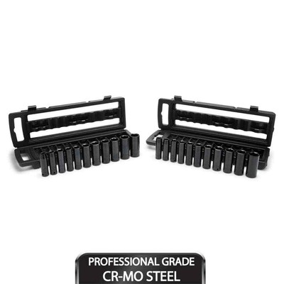 1/2 in.Drive SAE/Metric 6 Point Impact Socket Set with Two Storage Cases (22 Pie