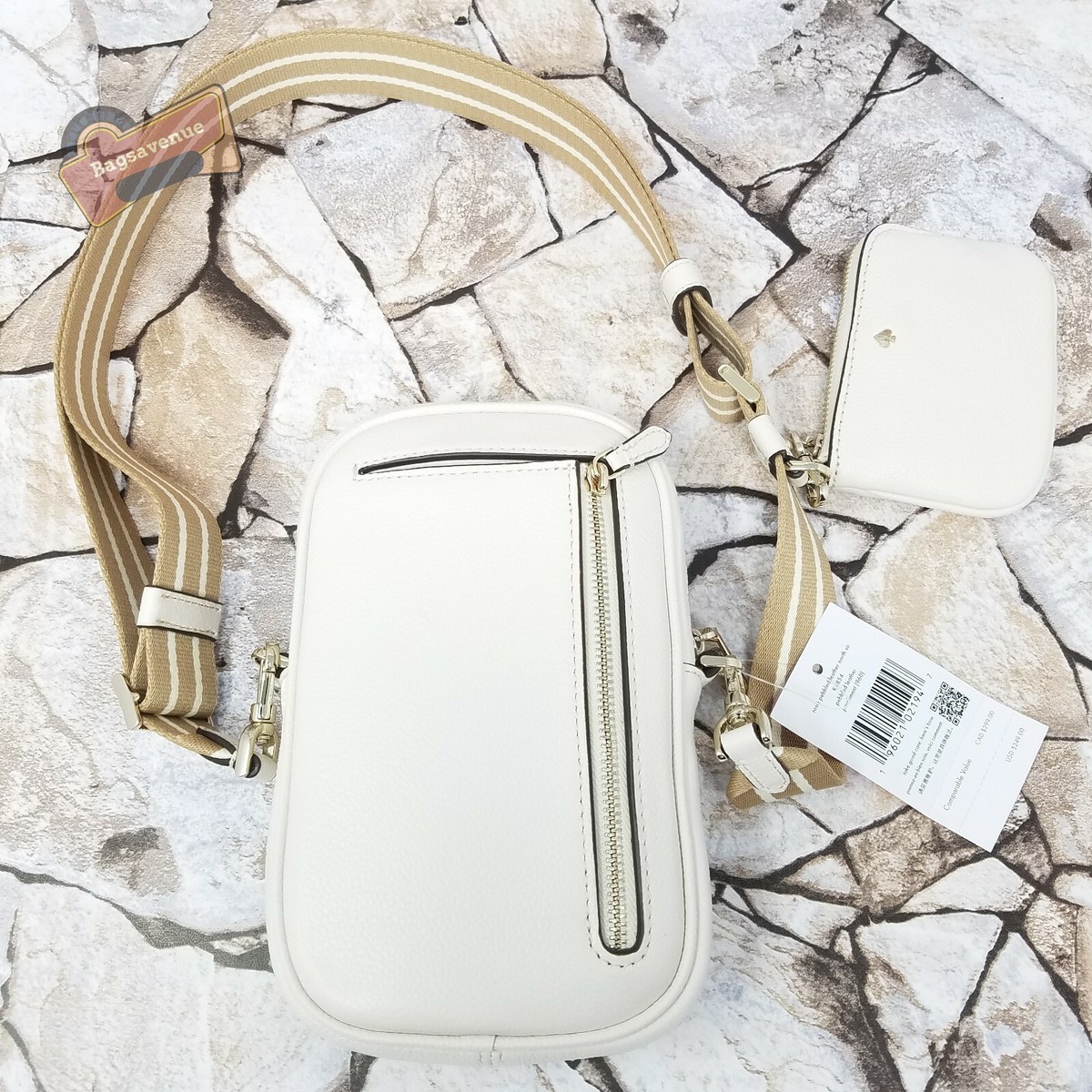 kate spade, Bags, Nwt Kate Spade Rosie Pebbled Leather North South Phone  Zip Crossbody White