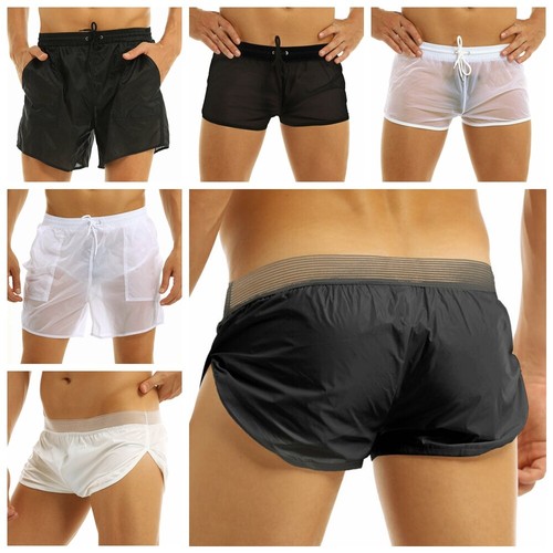 Mens Mesh See-through Drawstring Losse Boxer Shorts Swim Short Trunks Underwear/ - Picture 2 of 14