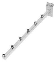 Set of 12 Waterfall Faceout 6 Ball Slatwall Slat Grid Chrome Square Tube