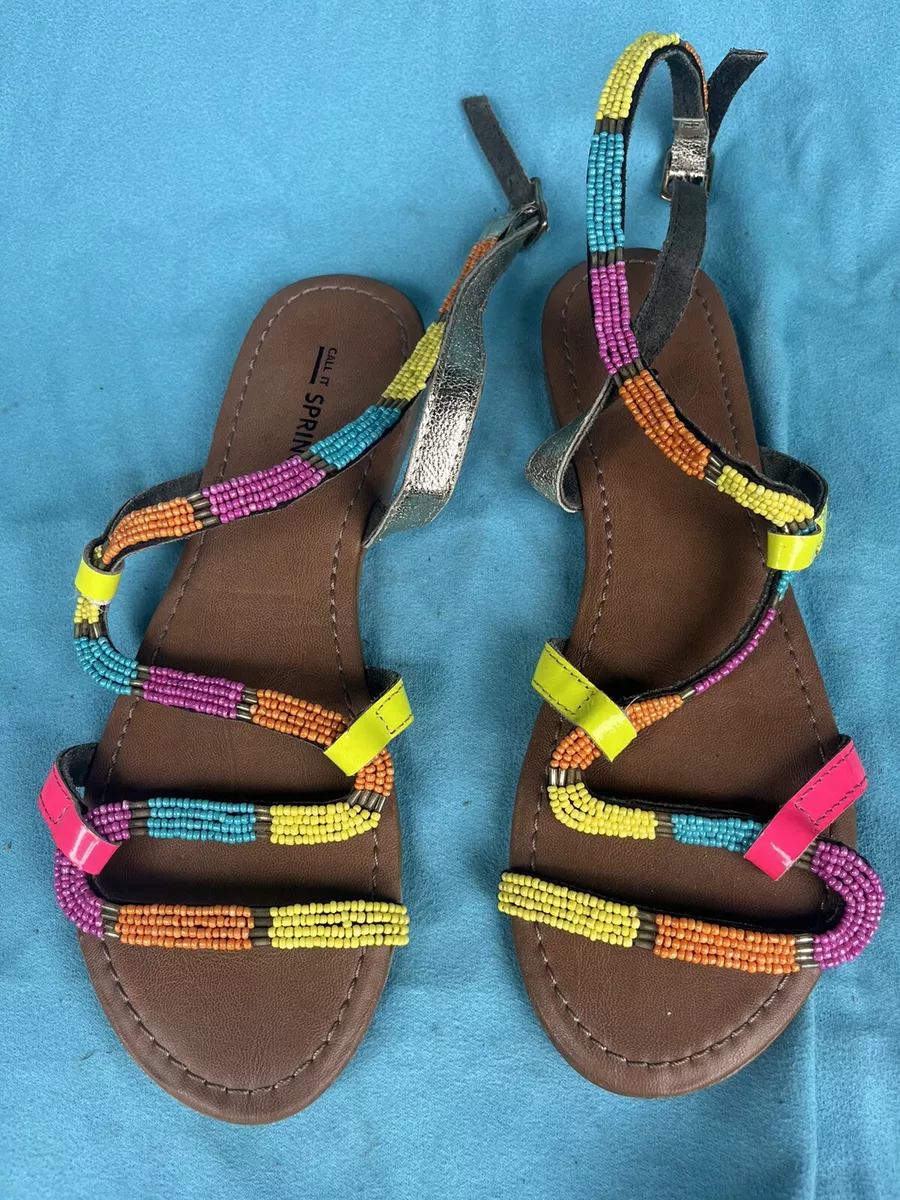 CALL IT SPRING Balestrieri Gladiator SANDALS MULTI COLORED Beaded