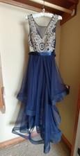 Navy Blue and Gold Lace Prom/Ball/Homecoming Dress (City Triangles) (Small)